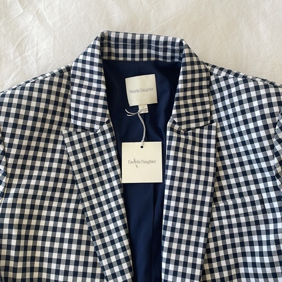 NWT Favorite Daughter Navy Blue Gingham Blazer Size Small - Picture 6 of 10